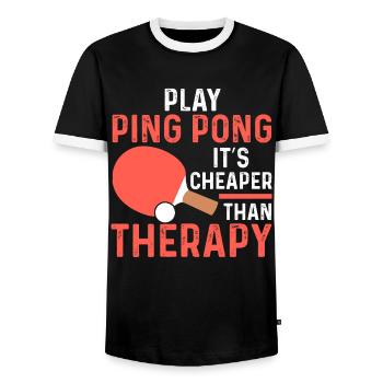 Spielen Sie Ping Pong Es Ist Billiger Als Therapie - Männer Kontrast-T-Shirt - Schwarz/Weiß - Vorne - AI Model Female 172 light (172cm) & AI Model Male 178 light (178cm)