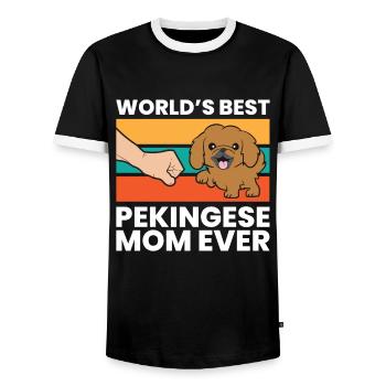 La meilleure maman pékinoise au monde Maman chien pékinois - T-shirt contrasté Homme - noir/blanc - Devant - AI Model Female 172 light (172cm) & AI Model Male 178 light (178cm)