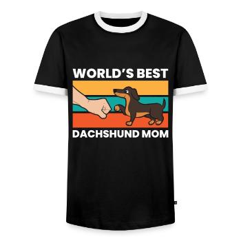 Weltbeste Dackel-Mama Dackel-Hund-Mama - Männer Kontrast-T-Shirt - Schwarz/Weiß - Vorne - AI Model Female 172 light (172cm) & AI Model Male 178 light (178cm)