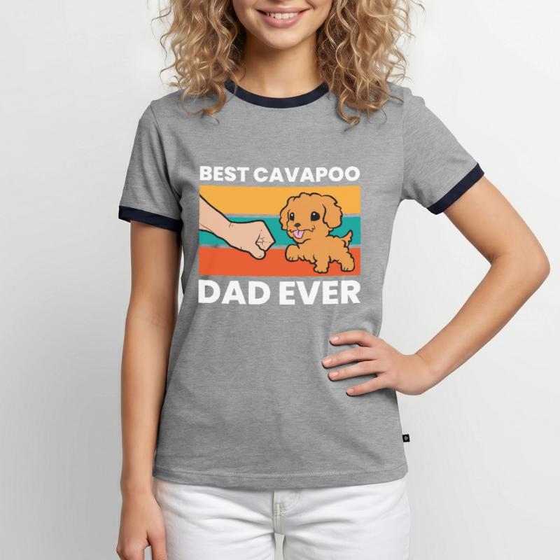 Cavapoo Hund Papa Cavoodle Bester Cavapoo Papa Männer Kontrast-T-Shirt
