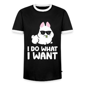 Lapin Je fais ce que je veux Lapin mignon - T-shirt contrasté Homme - noir/blanc - Devant - AI Model Female 172 light (172cm) & AI Model Male 178 light (178cm)