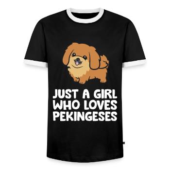 Juste une fille qui aime Pékinois - T-shirt contrasté Homme - noir/blanc - Devant - AI Model Female 172 light (172cm) & AI Model Male 178 light (178cm)
