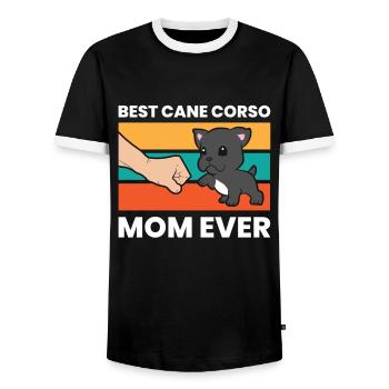 Cane Corso Italian Mastiff Dog Best Cane Corso - Men's Ringer Shirt - black/white - Front - AI Model Female 172 light (172cm) & AI Model Male 178 light (178cm)