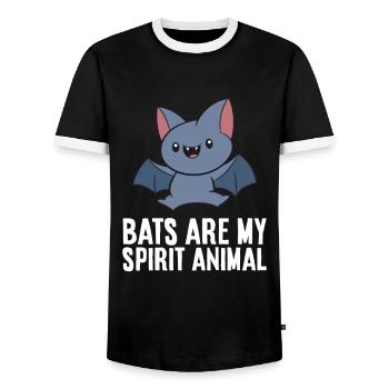 Les chauves-souris sont mon animal d’âme - T-shirt contrasté Homme - noir/blanc - Devant - AI Model Female 172 light (172cm) & AI Model Male 178 light (178cm)