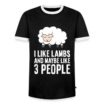 I Like Lambs And Maybe Like 3 People - Männer Kontrast-T-Shirt - Schwarz/Weiß - Vorne - AI Model Female 172 light (172cm) & AI Model Male 178 light (178cm)