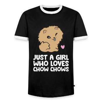 Just a Girl Who Loves Chow Chows - Männer Kontrast-T-Shirt - Schwarz/Weiß - Vorne - AI Model Female 172 light (172cm) & AI Model Male 178 light (178cm)