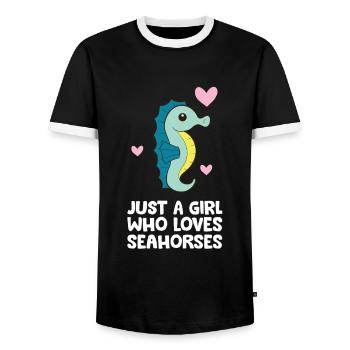 Just a Girl Who Loves Seahorses - Men's Ringer Shirt - black/white - Front - AI Model Female 172 light (172cm) & AI Model Male 178 light (178cm)