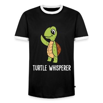 Drôle de tortue amoureuse des tortues - T-shirt contrasté Homme - noir/blanc - Devant - AI Model Female 172 light (172cm) & AI Model Male 178 light (178cm)