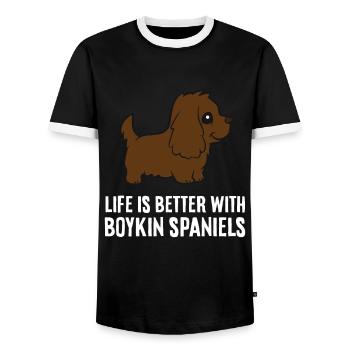 Life Is Better With Boykin Spaniel Dogs - Männer Kontrast-T-Shirt - Schwarz/Weiß - Vorne - AI Model Female 172 light (172cm) & AI Model Male 178 light (178cm)