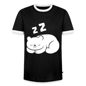 Ours polaire endormi Ours polaire arctique fatigué - T-shirt contrasté Homme - noir/blanc - Devant - AI Model Female 172 light (172cm) & AI Model Male 178 light (178cm)
