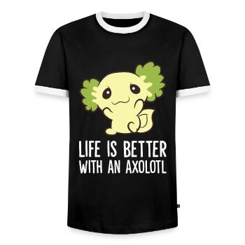 Axolotls As Pets Life Is Better With An Axolotl - Men's Ringer Shirt - black/white - Front - AI Model Female 172 light (172cm) & AI Model Male 178 light (178cm)