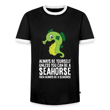Sei immer du selbst, außer du kannst ein - Männer Kontrast-T-Shirt - Schwarz/Weiß - Vorne - AI Model Female 172 light (172cm) & AI Model Male 178 light (178cm)