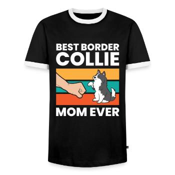 Meilleure maman Border Collie de tous les temps - T-shirt contrasté Homme - noir/blanc - Devant - AI Model Female 172 light (172cm) & AI Model Male 178 light (178cm)