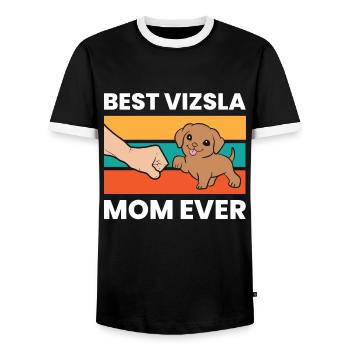 Hungarian Vizsla Dog Best Vizsla Mom Ever - Men's Ringer Shirt - black/white - Front - AI Model Female 172 light (172cm) & AI Model Male 178 light (178cm)