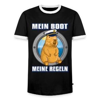 Mein Boot meine regeln Capybara - Männer Kontrast-T-Shirt - Schwarz/Weiß - Vorne - AI Model Female 172 light (172cm) & AI Model Male 178 light (178cm)