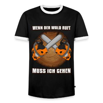 Holzfäller Shirt Wald Holz - Männer Kontrast-T-Shirt - Schwarz/Weiß - Vorne - AI Model Female 172 light (172cm) & AI Model Male 178 light (178cm)