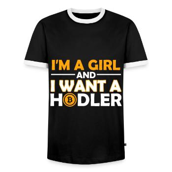 Je suis une fille et je veux un Hodler - T-shirt contrasté Homme - noir/blanc - Devant - AI Model Female 172 light (172cm) & AI Model Male 178 light (178cm)