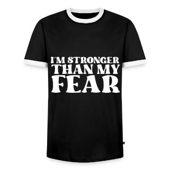 Je suis plus fort que ma peur - - T-shirt contrasté Homme - noir/blanc - Devant - AI Model Female 172 light (172cm) & AI Model Male 178 light (178cm)