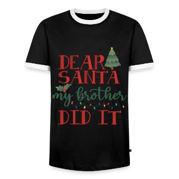 Cher Père Noël, c’était mon frère - T-shirt contrasté Homme - noir/blanc - Devant - AI Model Female 172 light (172cm) & AI Model Male 178 light (178cm)