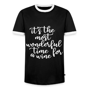It's the best time for a wine - Men's Ringer Shirt - black/white - Front - AI Model Female 172 light (172cm) & AI Model Male 178 light (178cm)