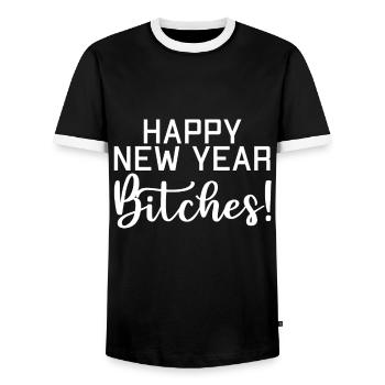 Bonne année !!*****! - T-shirt contrasté Homme - noir/blanc - Devant - AI Model Female 172 light (172cm) & AI Model Male 178 light (178cm)
