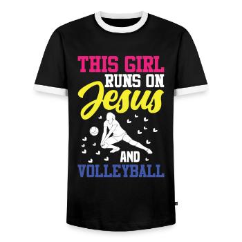 Au volleyball, je ne les appelle pas des adversaires - T-shirt contrasté Homme - noir/blanc - Devant - AI Model Female 172 light (172cm) & AI Model Male 178 light (178cm)