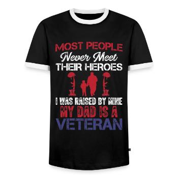 Most people never get to know their heroes - Men's Ringer Shirt - black/white - Front - AI Model Female 172 light (172cm) & AI Model Male 178 light (178cm)