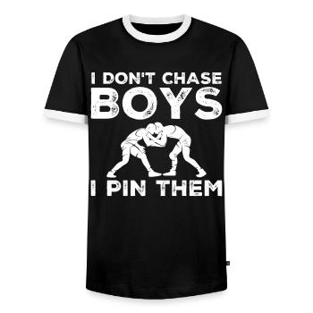 Ich Jage Keine Jungs Ich Klemme Sie Ein Wrestling - Männer Kontrast-T-Shirt - Schwarz/Weiß - Vorne - AI Model Female 172 light (172cm) & AI Model Male 178 light (178cm)