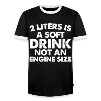 2 litres est une boisson gazeuse, pas une taille de moteur - T-shirt contrasté Homme - noir/blanc - Devant - AI Model Female 172 light (172cm) & AI Model Male 178 light (178cm)
