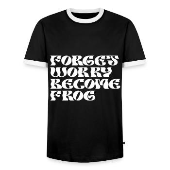 Vergiss Die Sorgen Werde Zum Frosch - Männer Kontrast-T-Shirt - Schwarz/Weiß - Vorne - AI Model Female 172 light (172cm) & AI Model Male 178 light (178cm)