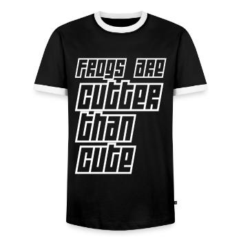 Frogs are more than cute - Men's Ringer Shirt - black/white - Front - AI Model Female 172 light (172cm) & AI Model Male 178 light (178cm)