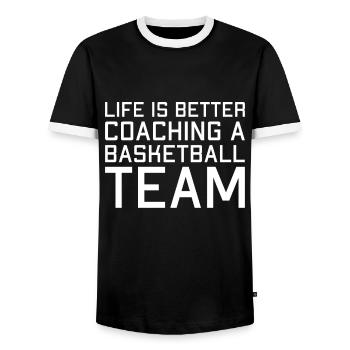 Life is better with a basketball team - Men's Ringer Shirt - black/white - Front - AI Model Female 172 light (172cm) & AI Model Male 178 light (178cm)