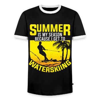 L’été est ma saison : le ski nautique - T-shirt contrasté Homme - noir/blanc - Devant - AI Model Female 172 light (172cm) & AI Model Male 178 light (178cm)