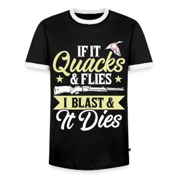 Wenn Es Quakt Und Fliegt Sprenge Ich Und Es Stirbt - Männer Kontrast-T-Shirt - Schwarz/Weiß - Vorne - AI Model Female 172 light (172cm) & AI Model Male 178 light (178cm)