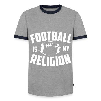 American Football Is My Religion - Men's Ringer Shirt - grey/navy  - Front - AI Model Female 172 light (172cm) & AI Model Male 178 light (178cm)