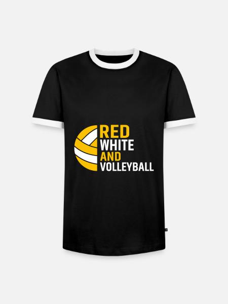 Rot Weiß Und Volleyball - Männer Kontrast-T-Shirt - Schwarz/Weiß