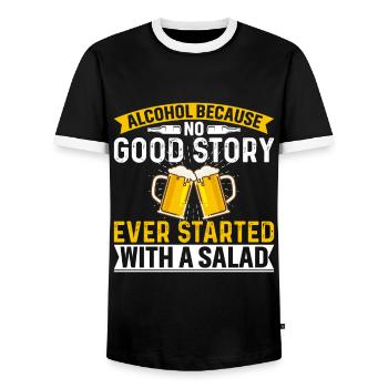 L’alcool parce qu’aucune bonne histoire n’a jamais été associée à un - T-shirt contrasté Homme - noir/blanc - Devant - AI Model Female 172 light (172cm) & AI Model Male 178 light (178cm)