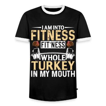 I'm In Fitness Fitness Whole Turkey In My - Men's Ringer Shirt - black/white - Front - AI Model Female 172 light (172cm) & AI Model Male 178 light (178cm)