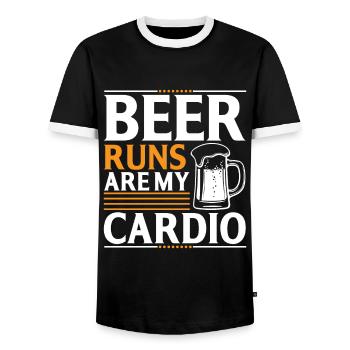 Bierläufe Sind Mein Kardiotraining - Männer Kontrast-T-Shirt - Schwarz/Weiß - Vorne - AI Model Female 172 light (172cm) & AI Model Male 178 light (178cm)