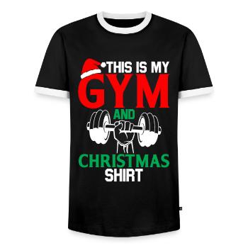 C’est ma salle de sport et mon Noël - T-shirt contrasté Homme - noir/blanc - Devant - AI Model Female 172 light (172cm) & AI Model Male 178 light (178cm)
