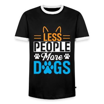 Moins de monde, plus de chiens - T-shirt contrasté Homme - noir/blanc - Devant - AI Model Female 172 light (172cm) & AI Model Male 178 light (178cm)