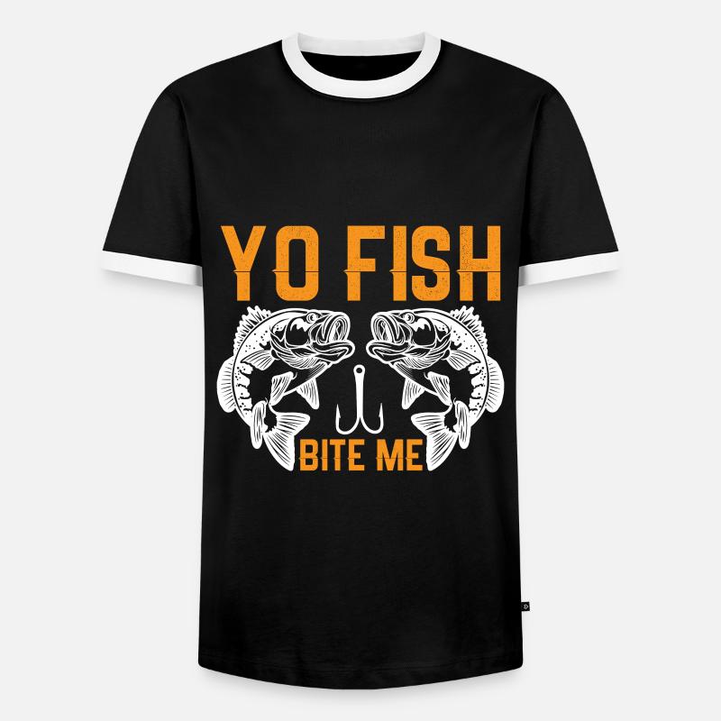 Yo, fish, bite me - Men's Ringer Shirt - black/white