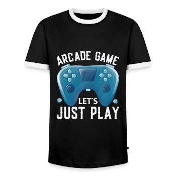 Jeu d’arcade Let’s Just Play - T-shirt contrasté Homme - noir/blanc - Devant - AI Model Female 172 light (172cm) & AI Model Male 178 light (178cm)