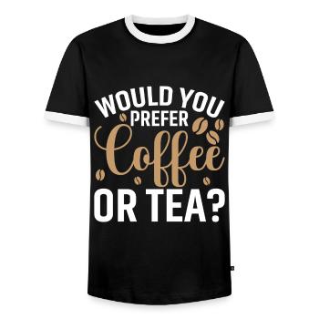 Préférez-vous le café ou le thé ? - T-shirt contrasté Homme - noir/blanc - Devant - AI Model Female 172 light (172cm) & AI Model Male 178 light (178cm)