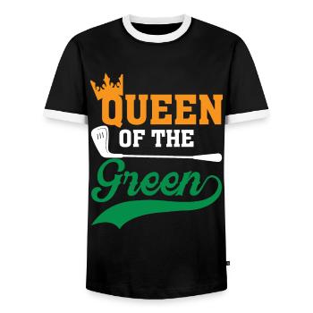 Queen of the Green - Men's Ringer Shirt - black/white - Front - AI Model Female 172 light (172cm) & AI Model Male 178 light (178cm)