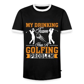 Mon équipe de consommation d’alcool a un problème de golf - T-shirt contrasté Homme - noir/blanc - Devant - AI Model Female 172 light (172cm) & AI Model Male 178 light (178cm)