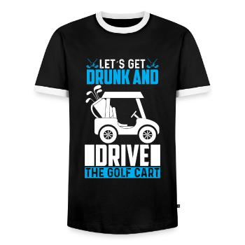 Betrinken Wir Uns Und Fahren Mit Dem Golfwagen - Männer Kontrast-T-Shirt - Schwarz/Weiß - Vorne - AI Model Female 172 light (172cm) & AI Model Male 178 light (178cm)