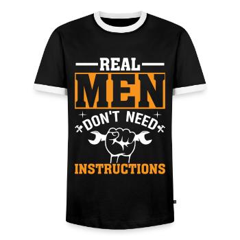 Les vrais hommes n’ont pas besoin d’instructions - T-shirt contrasté Homme - noir/blanc - Devant - AI Model Female 172 light (172cm) & AI Model Male 178 light (178cm)