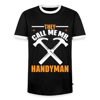 Ils m’appellent M. Bricoleur - T-shirt contrasté Homme - noir/blanc - Devant - AI Model Female 172 light (172cm) & AI Model Male 178 light (178cm)