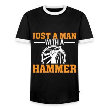 Just a man with a hammer - Men's Ringer Shirt - black/white - Front - AI Model Female 172 light (172cm) & AI Model Male 178 light (178cm)